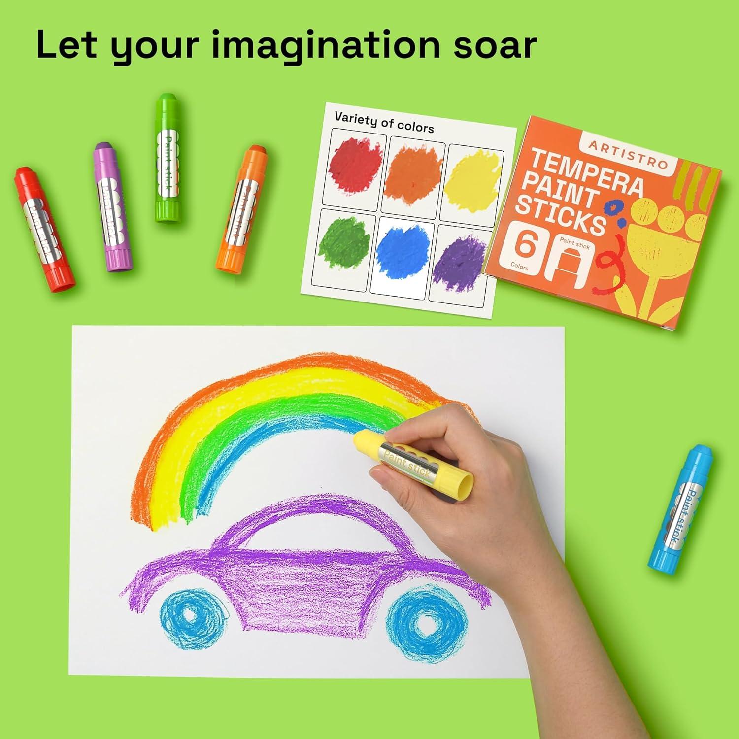 ARTISTRO Pintura Tempera Lavable en Barras - 6 Colores