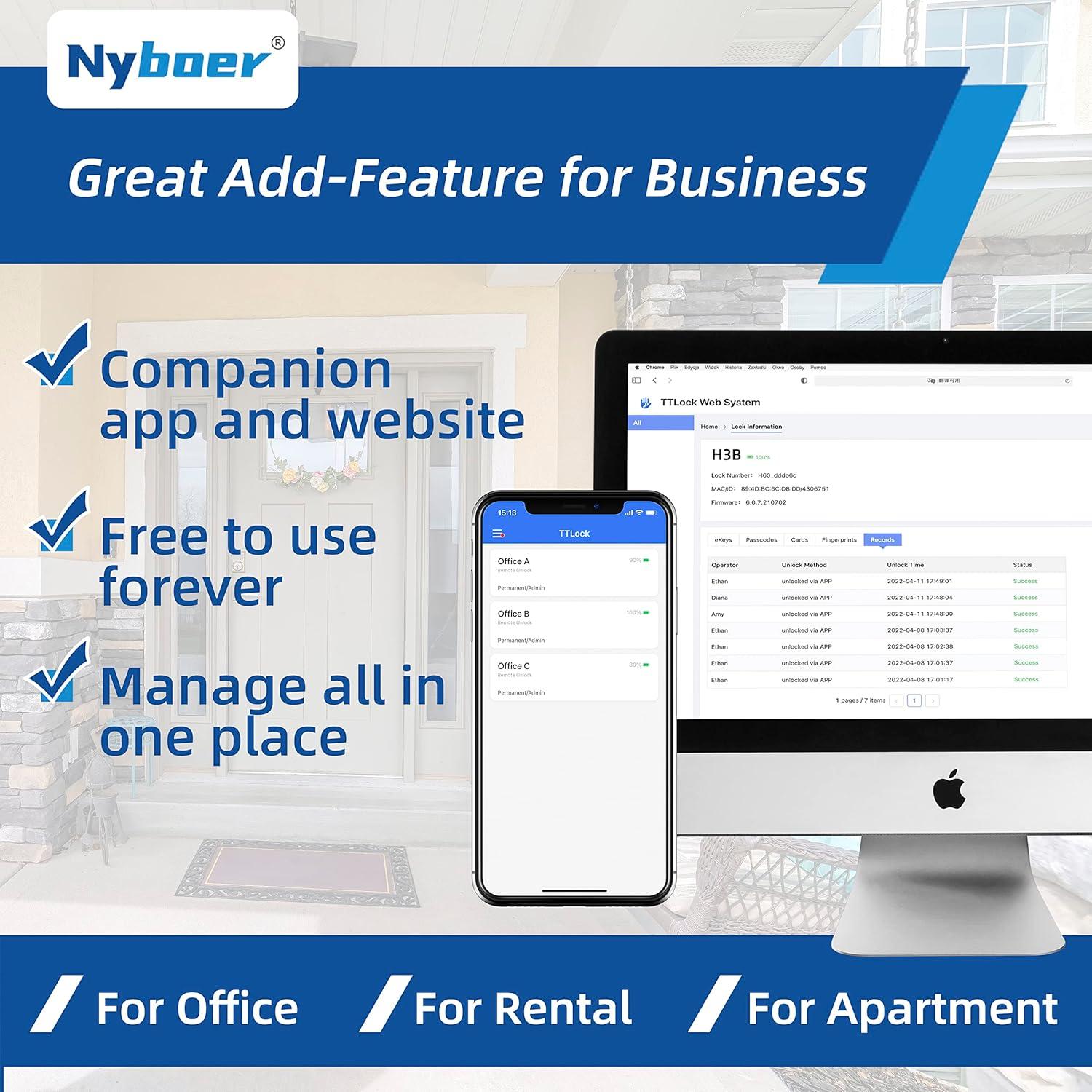Cerradura Inteligente Nyboer NY-H3B-PLUS con Huella y Teclado