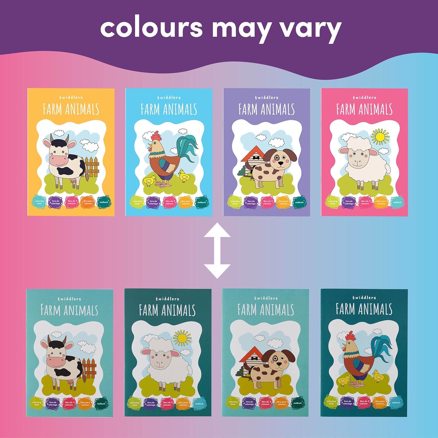 Paquete de 12 Libros para Colorear THE TWIDDLERS Animales de Granja