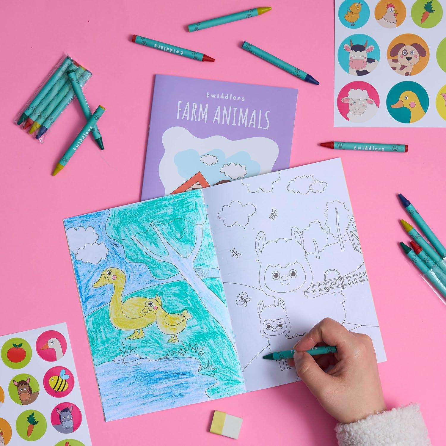 Paquete de 12 Libros para Colorear THE TWIDDLERS Animales de Granja