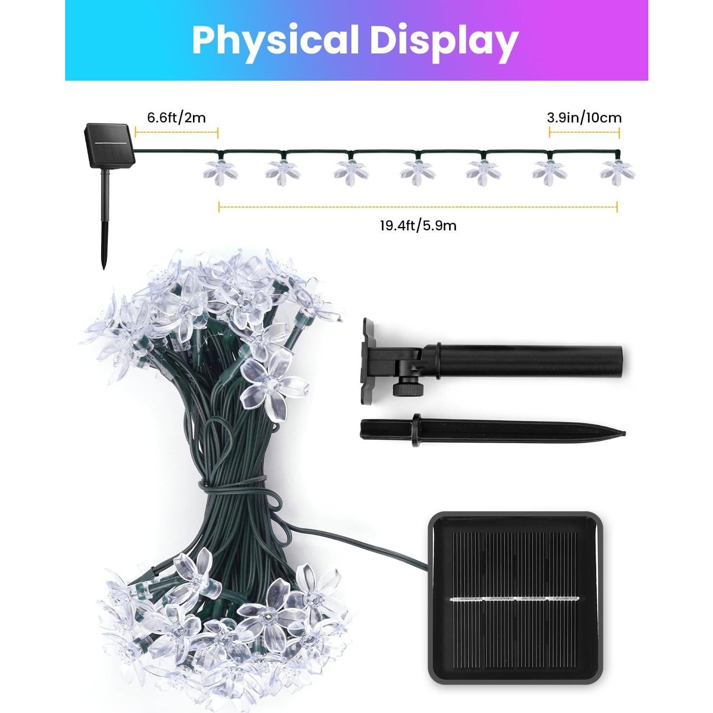 Luces de Cadena Solares Brightown 60 LED Multicolor 7.92m