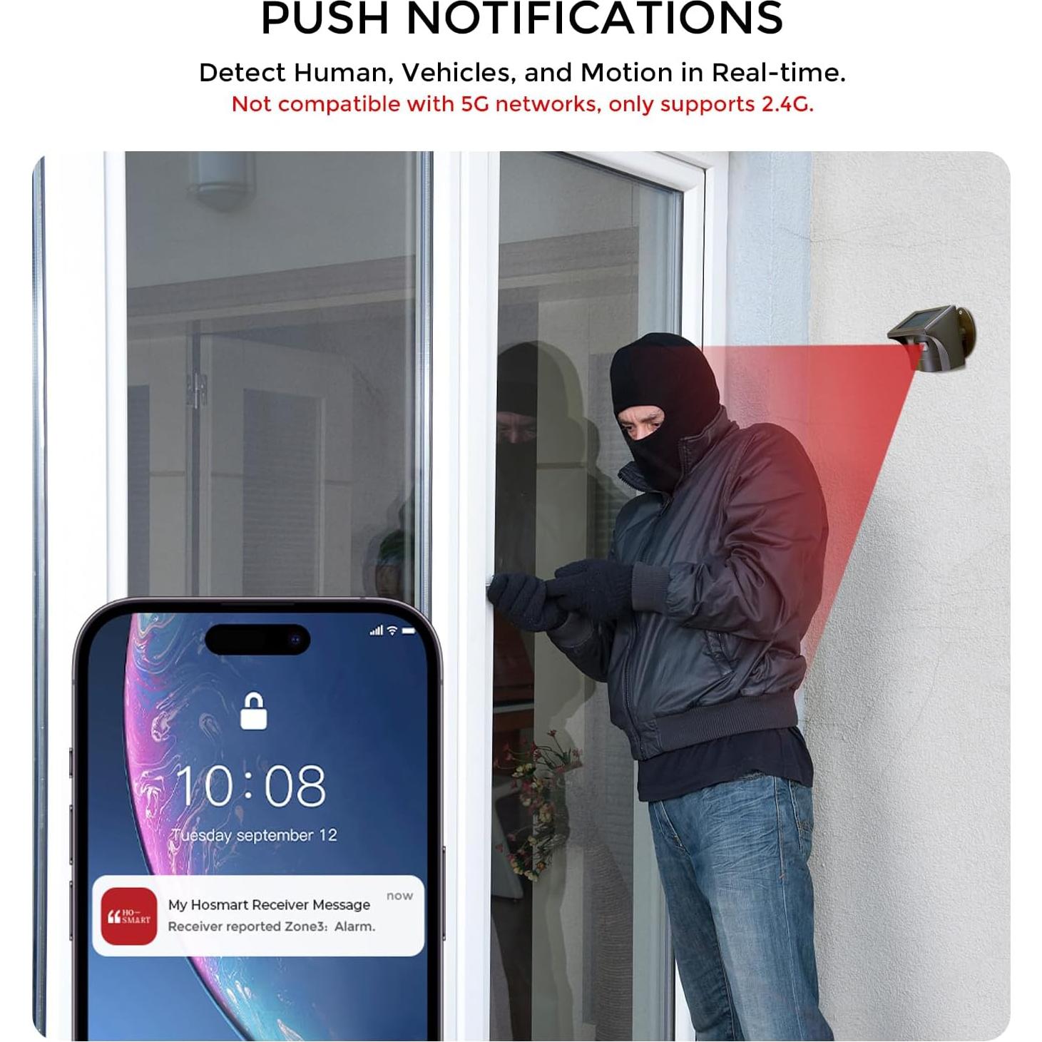 Alarma Solar eMACROS HS002W con App, Sensor Inalámbrico 0.8 km