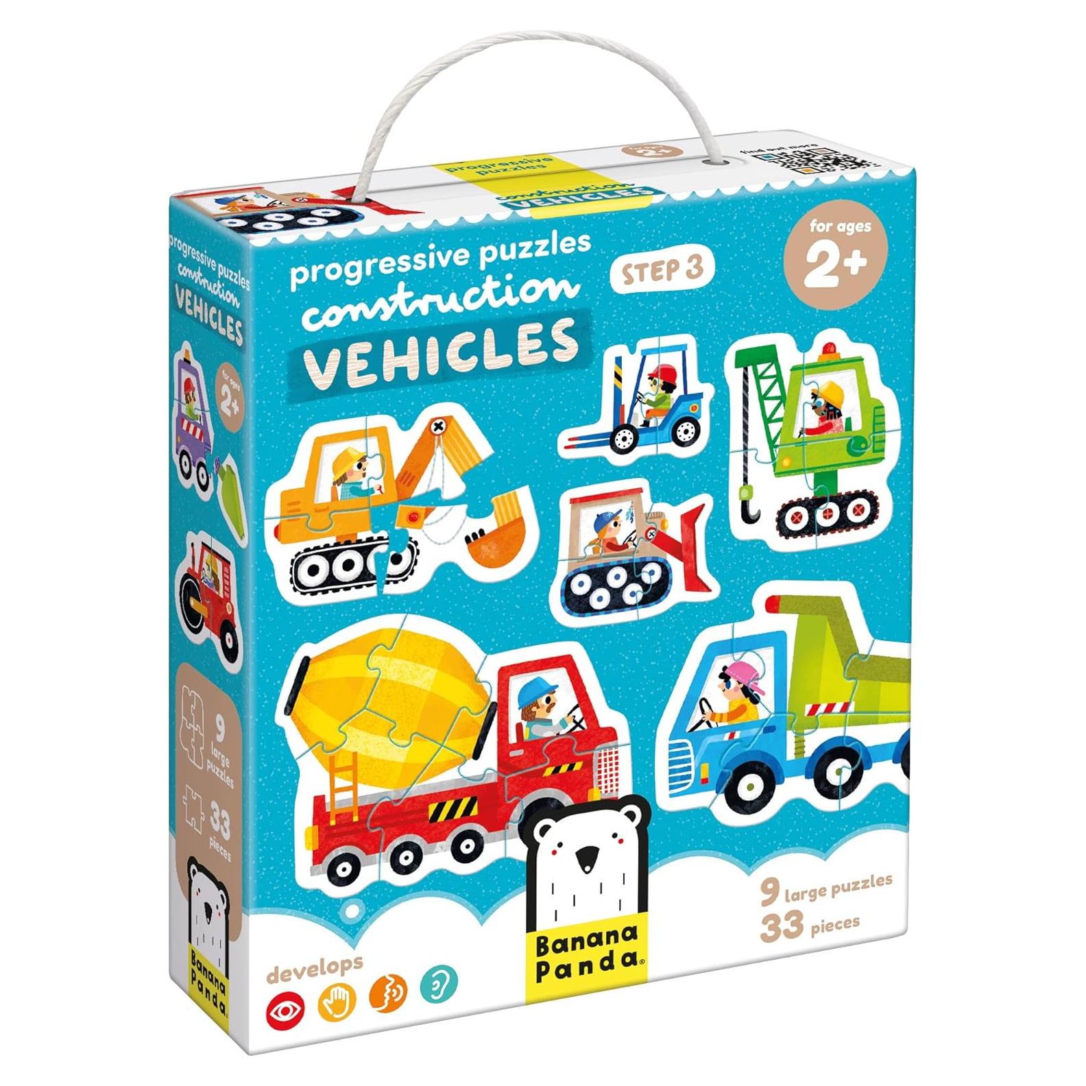 Rompecabezas Progresivos Vehículos de Construcción Banana Panda