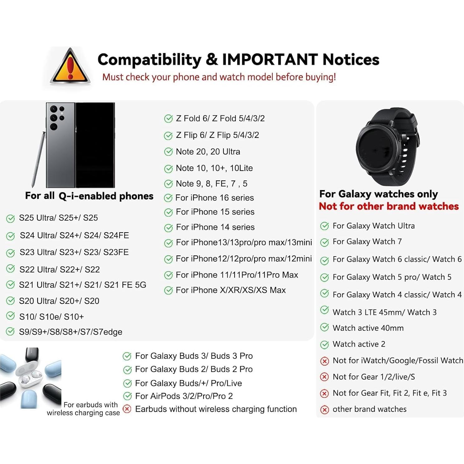 Cargador Inalámbrico 3 en 1 Samsung Galaxy con Reloj