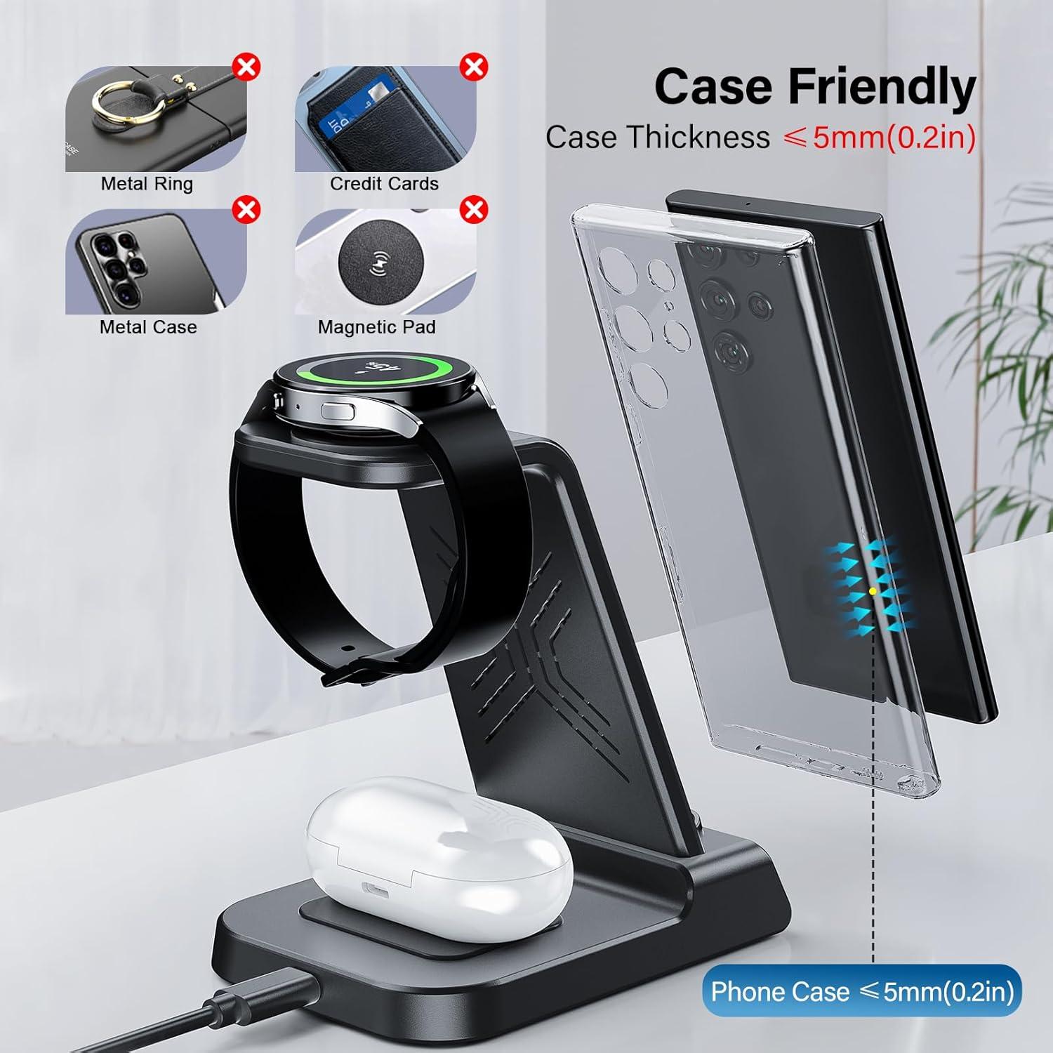 Cargador Inalámbrico 3 en 1 Samsung Galaxy con Reloj