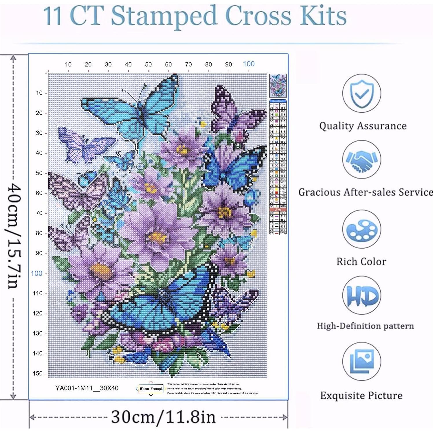 Kit de Punto de Cruz Baipisan Mariposa 11CT para Adultos