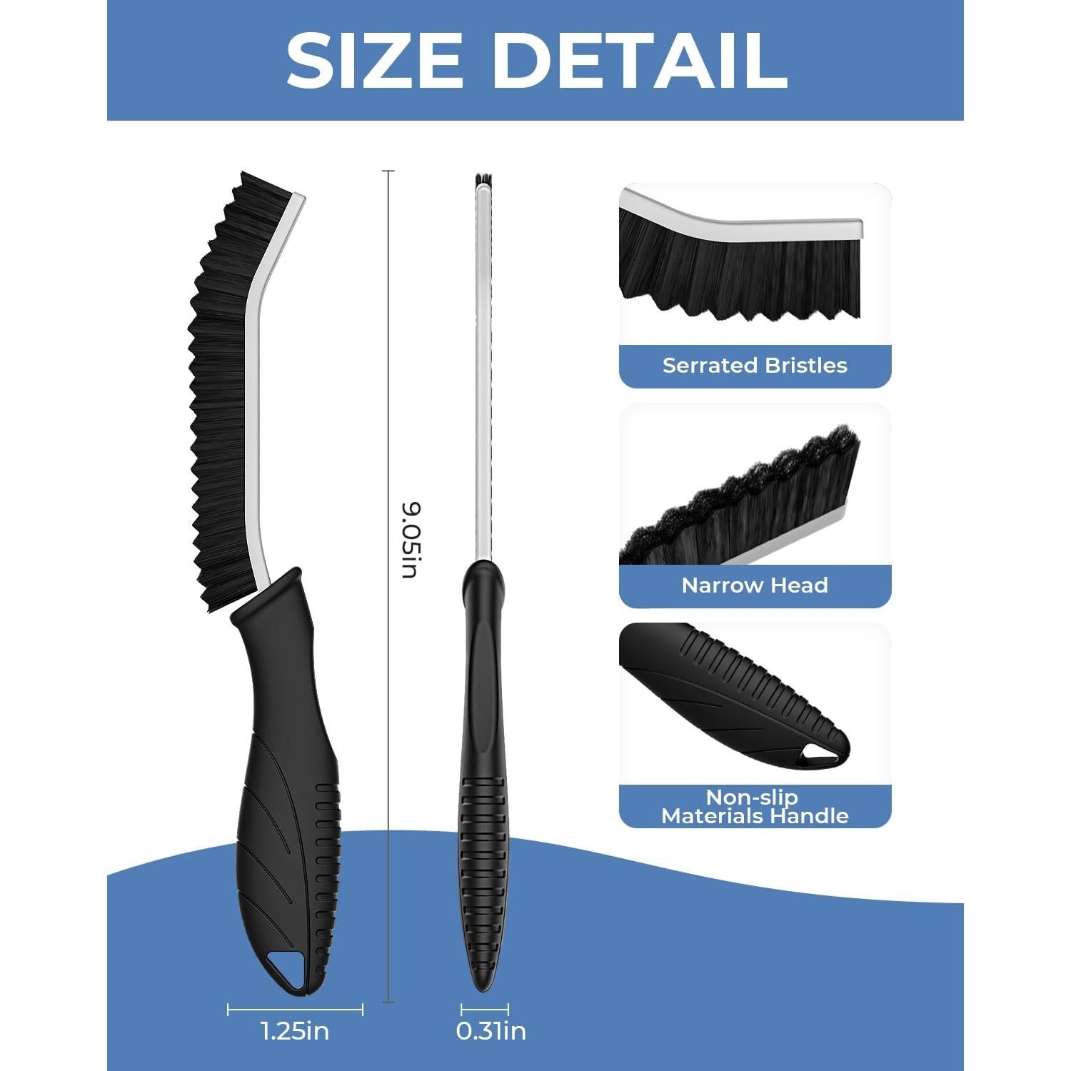 Cepillos de limpieza de ranuras CLEANGOR - 2 unidades, negro