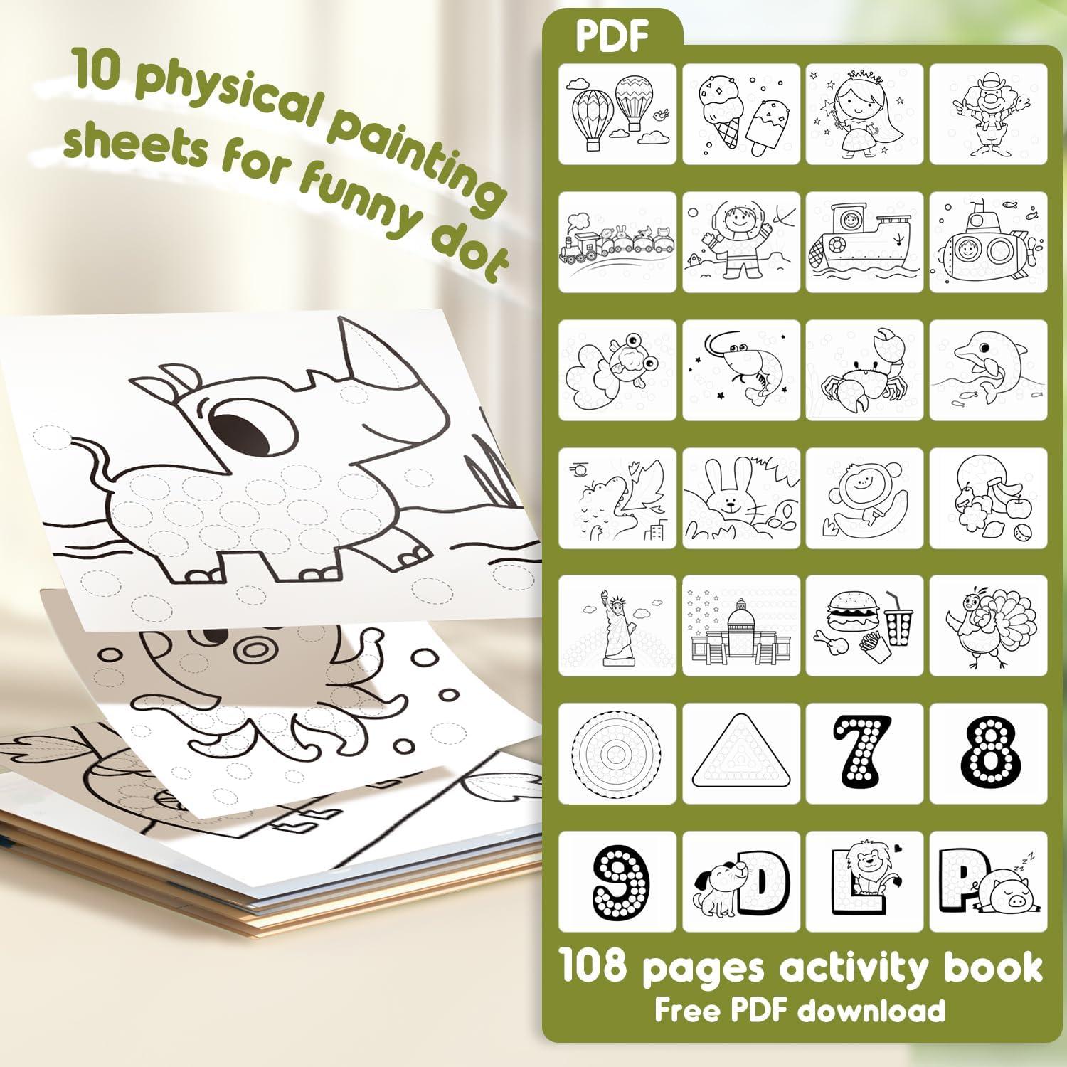 Jar Melo Marcadores de Puntos Lavables 6 Colores para Niños 2-4 Años