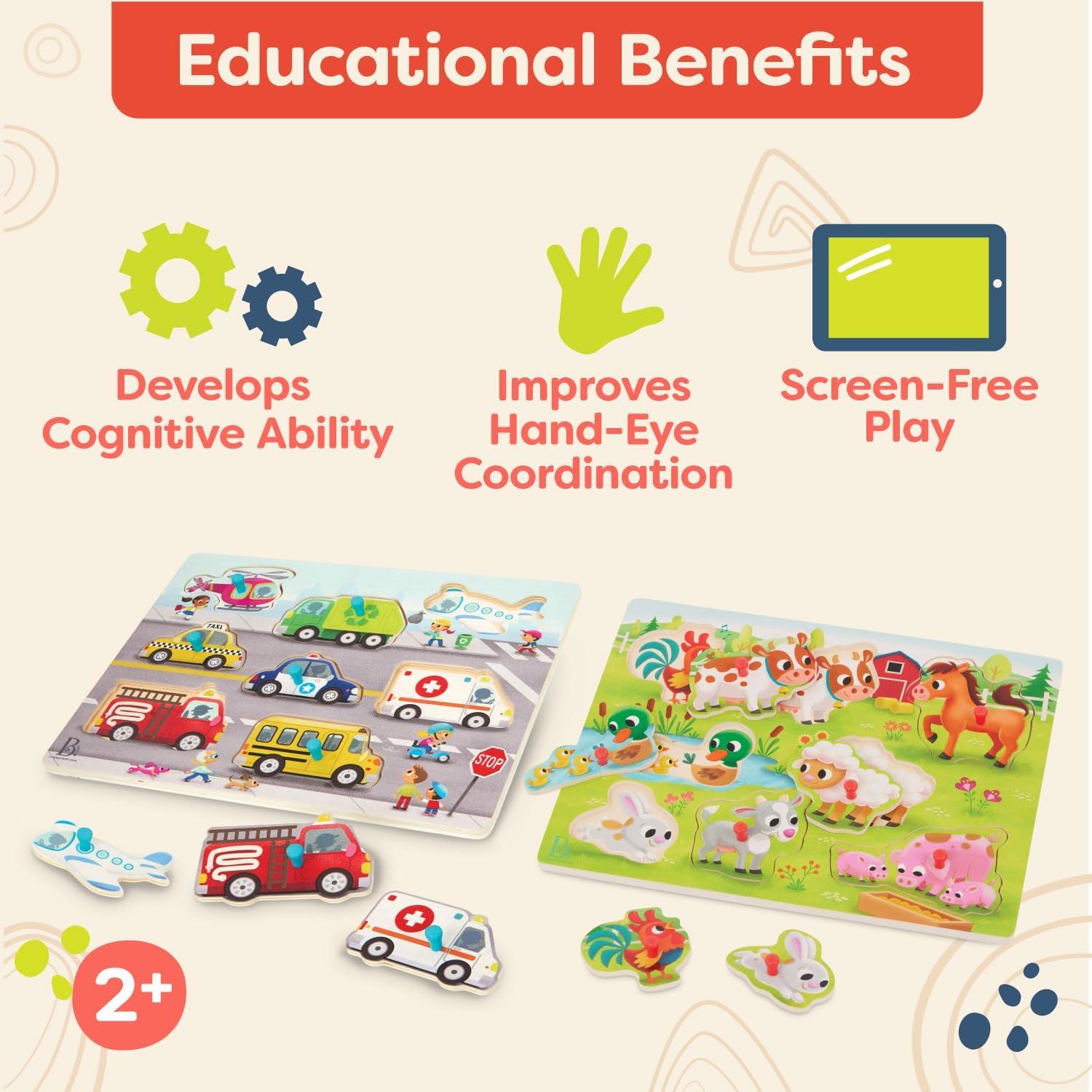 Rompecabezas de Madera B. toys Peek & Explore - 4 Piezas