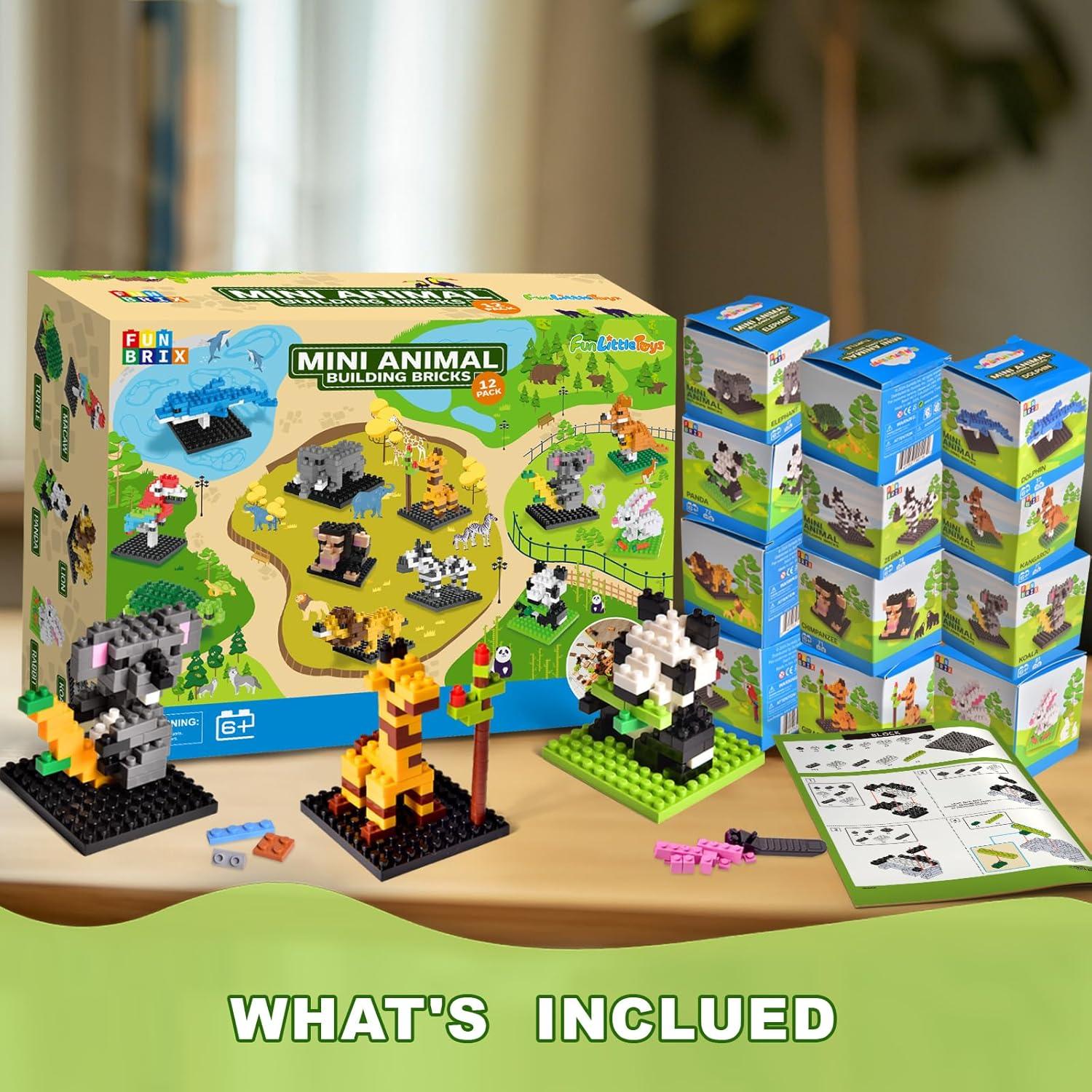 Bloques de Construcción Animales FUN LITTLE TOYS 12 Piezas