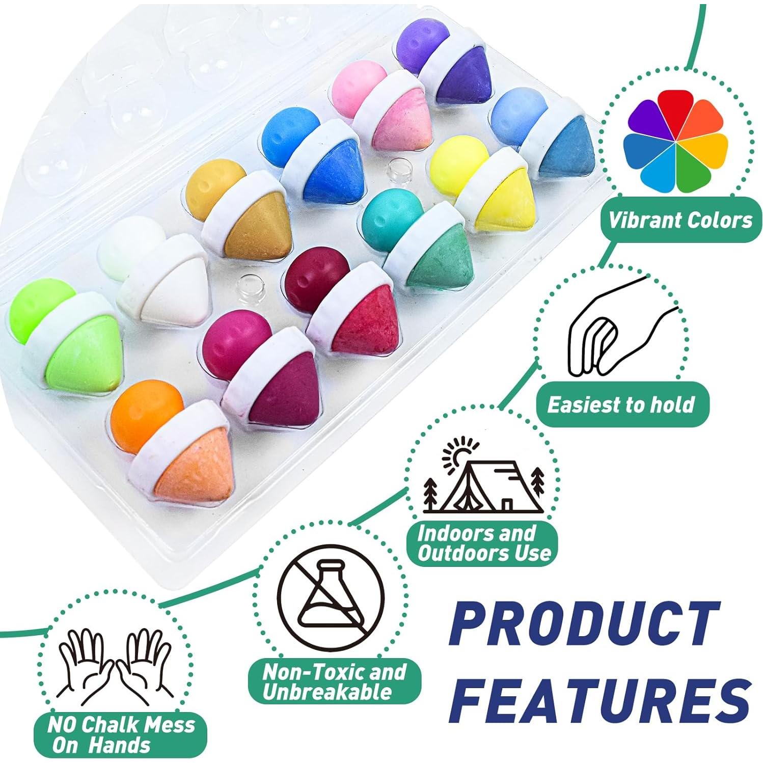 Tiza de Acera Jeyeou 12 PCS Multicolor para Niños