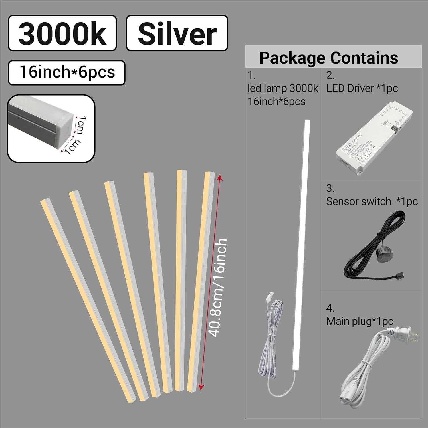 Luces LED Empotradas HAMRVL 6 Piezas 40.64cm Blanco Cálido 3000K