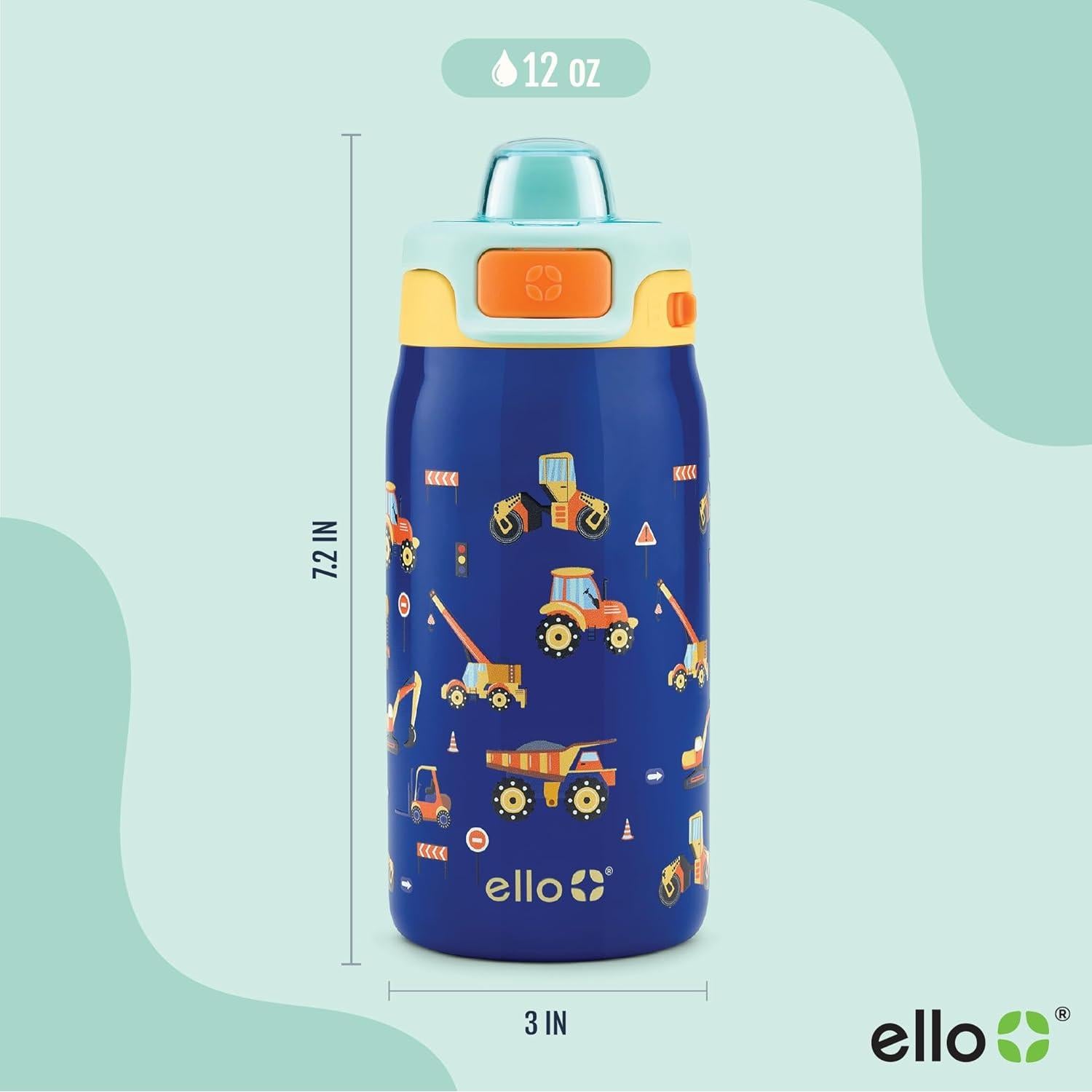 Botella de Agua Ello Pop & Fill 355ml Acero Inoxidable Niños