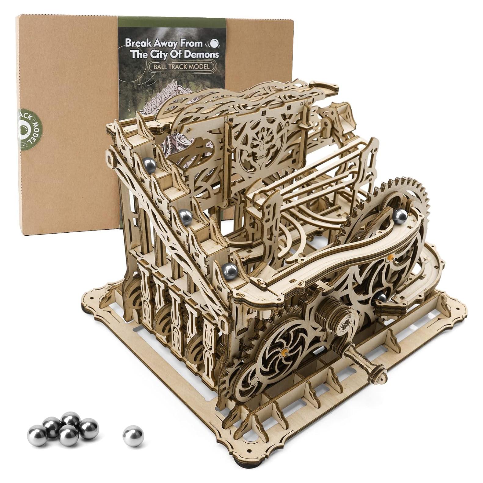 3D Wooden Puzzle Marble Run for Adults, DIY Marble Run Wooden Model Kit, HDF Material, Mechanical Puzzle, Modern Style, 334 Pieces, 1 Set, 1 Item, 1 Package