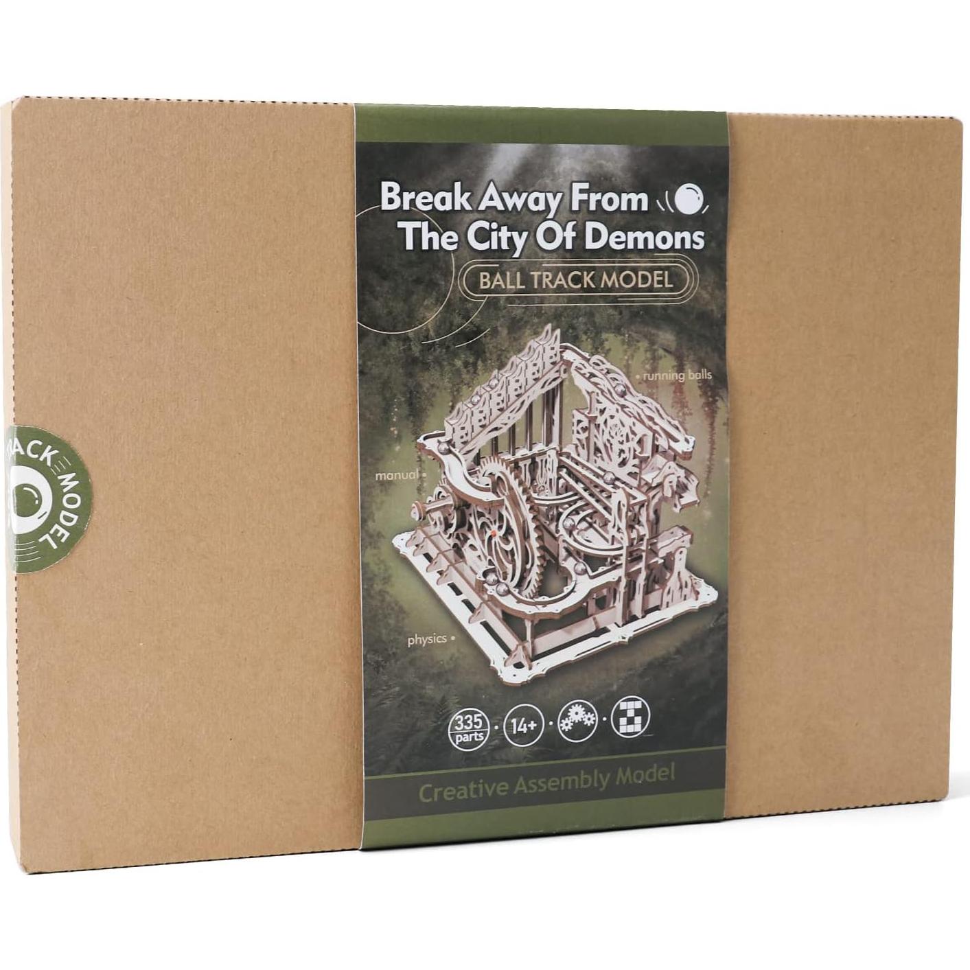 3D Wooden Puzzle Marble Run for Adults, DIY Marble Run Wooden Model Kit, HDF Material, Mechanical Puzzle, Modern Style, 334 Pieces, 1 Set, 1 Item, 1 Package