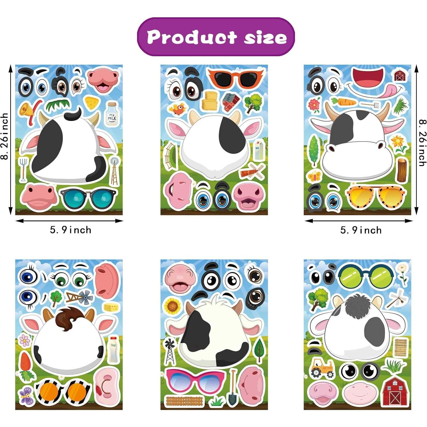 24 Calcomanías de Vacas DUJAA para Niños - Creatividad y Diversión