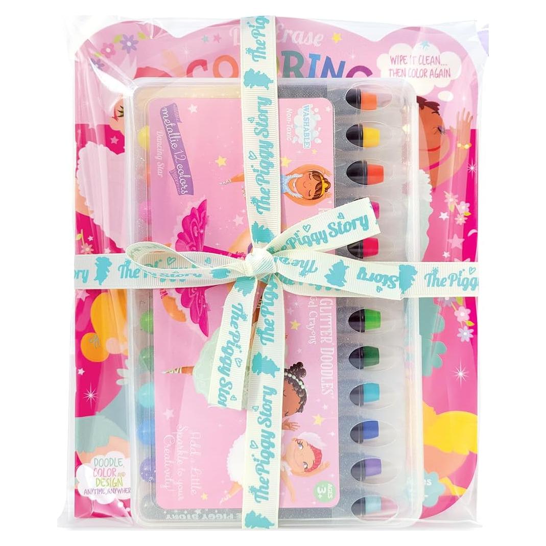 Juego de Colores Borrables La Historia del Cerdito 12 Crayones