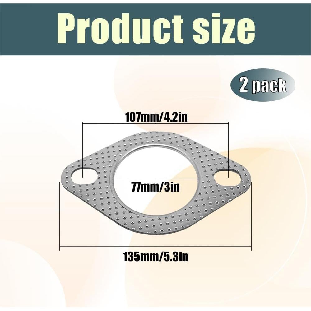 Junta de Escape Kutyun 3 Pulgadas Alta Temperatura 2 Piezas