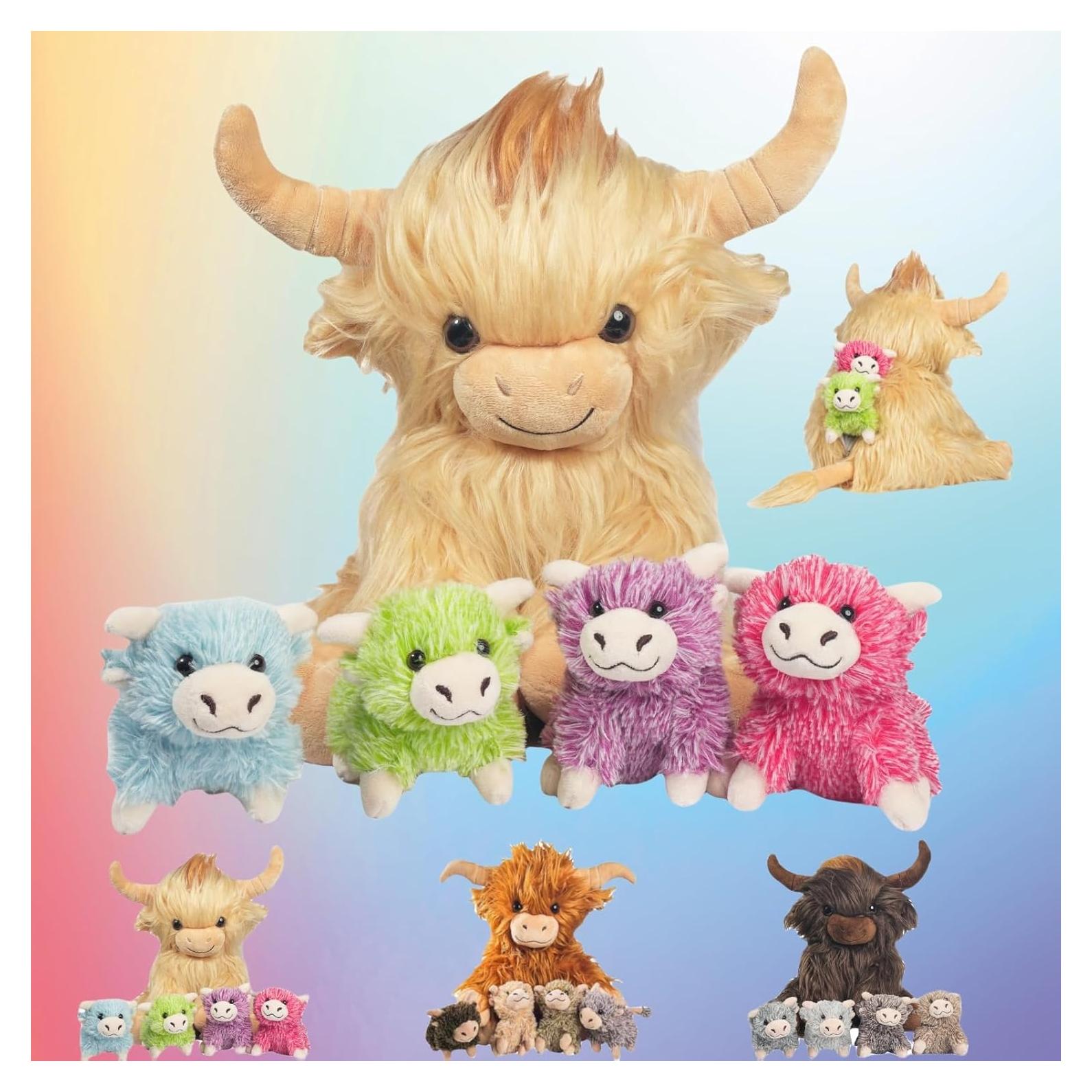 Juego de 5 Piezas de Vaca de Peluche Youthfuljive con Terneros