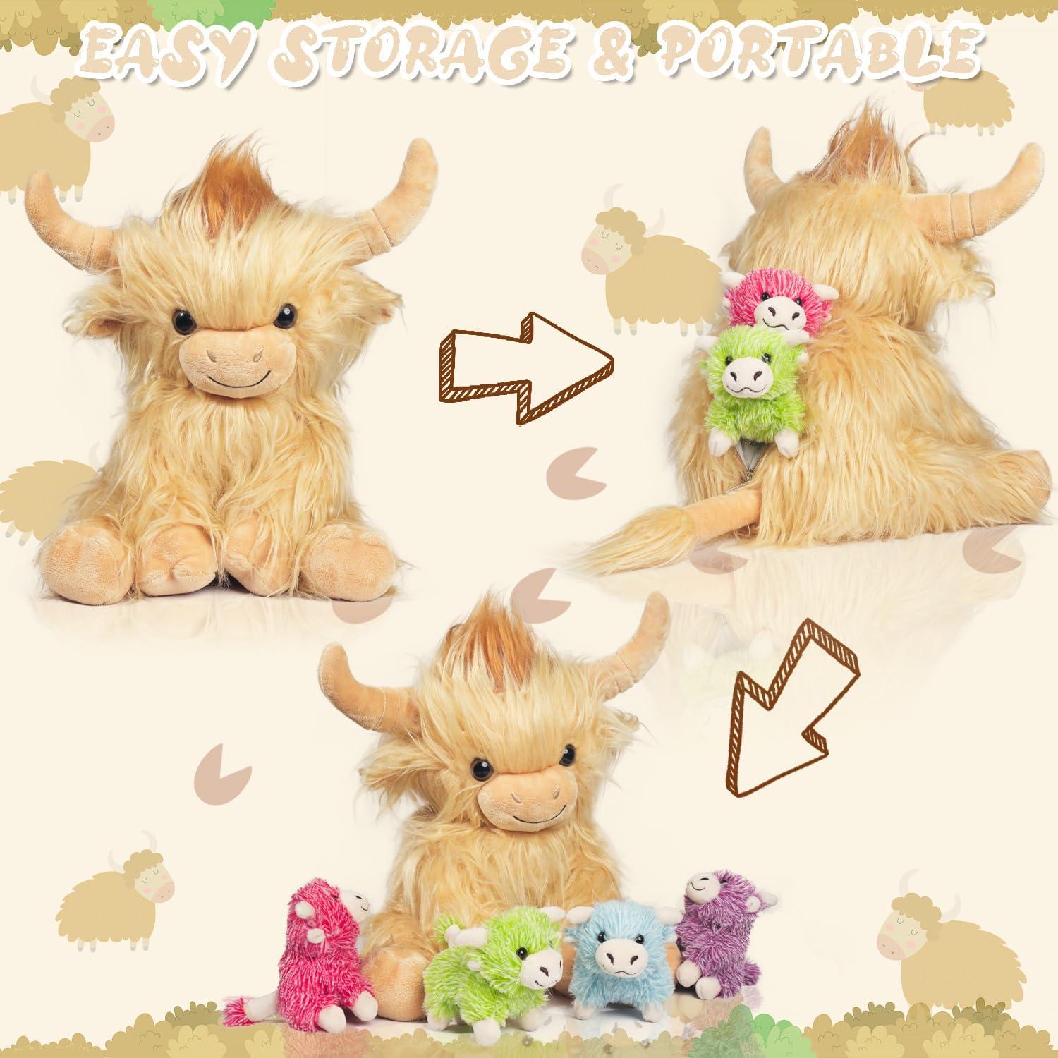 Juego de 5 Piezas de Vaca de Peluche Youthfuljive con Terneros