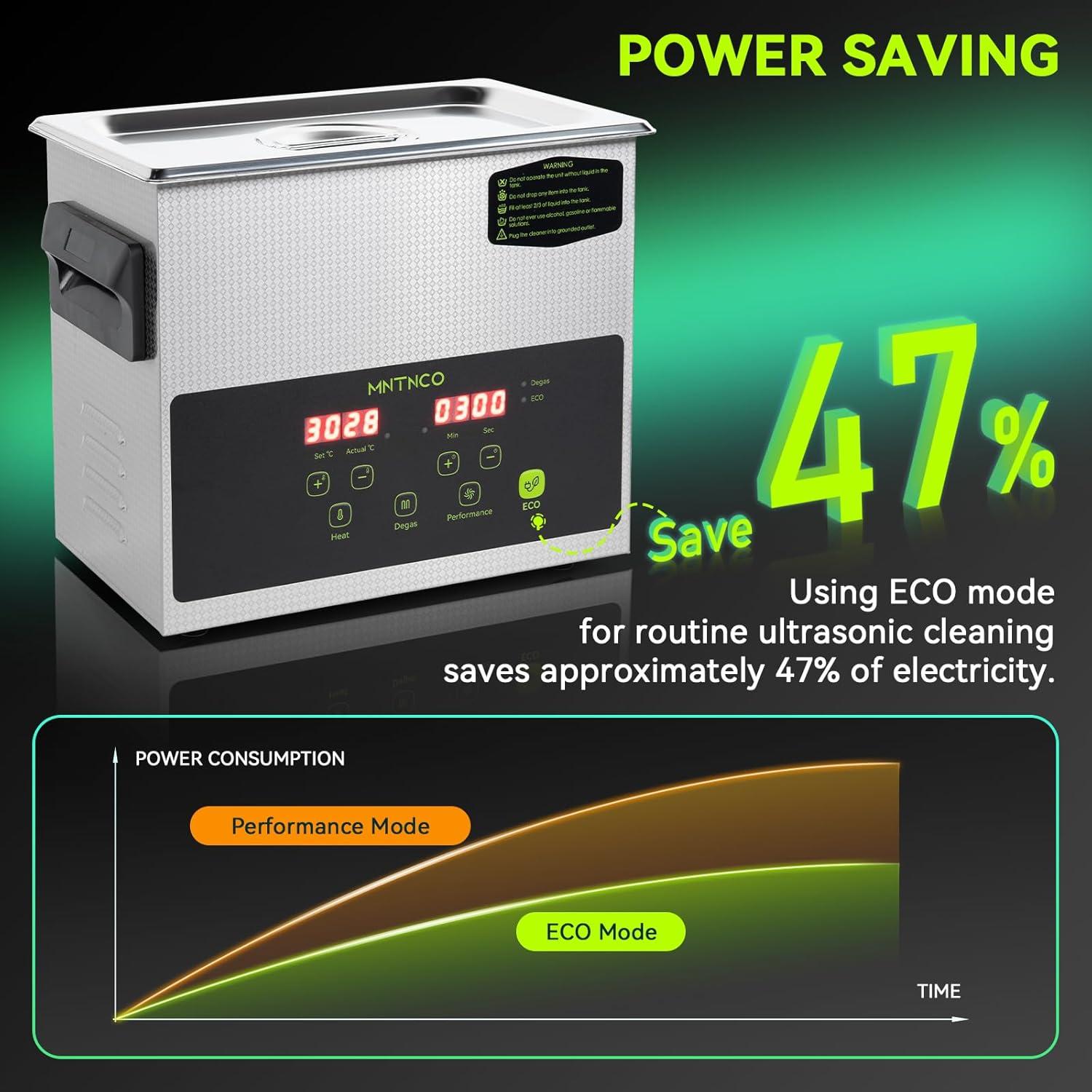 Limpiador ultrasónico 3L MNTNCO con modo ECO y calefacción