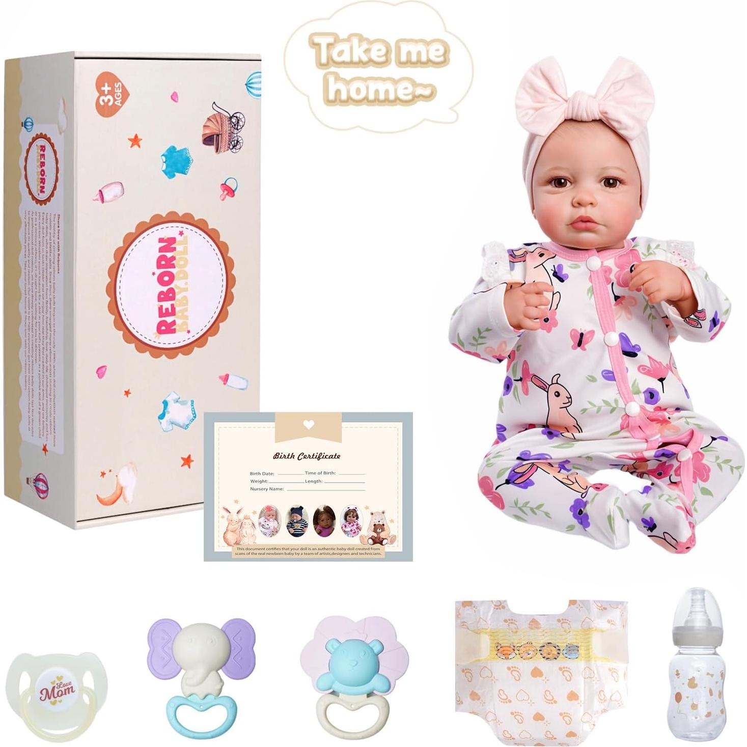 Muñeca Reborn BABESIDE 20" (50,8 cm) Vinilo Suave con Accesorios