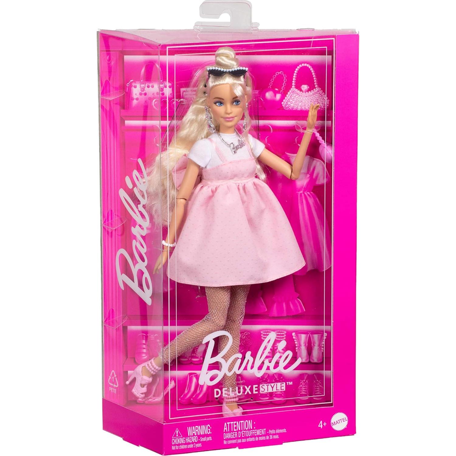Muñeca Barbie Estilo Deluxe #3 Cabello Rubio Vestido Rosa