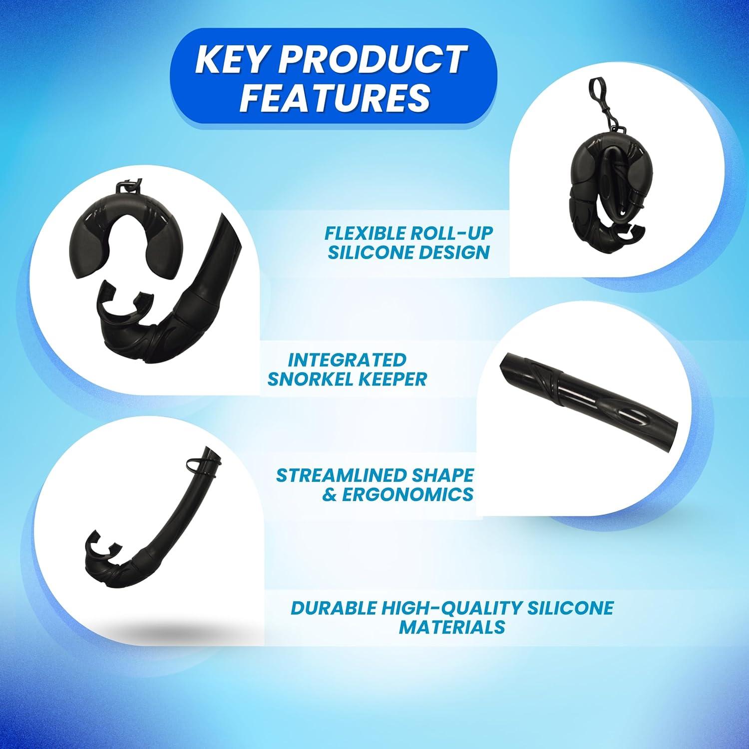 Snorkel Plegable de Silicona Scuba Choice 38 cm con Estuche