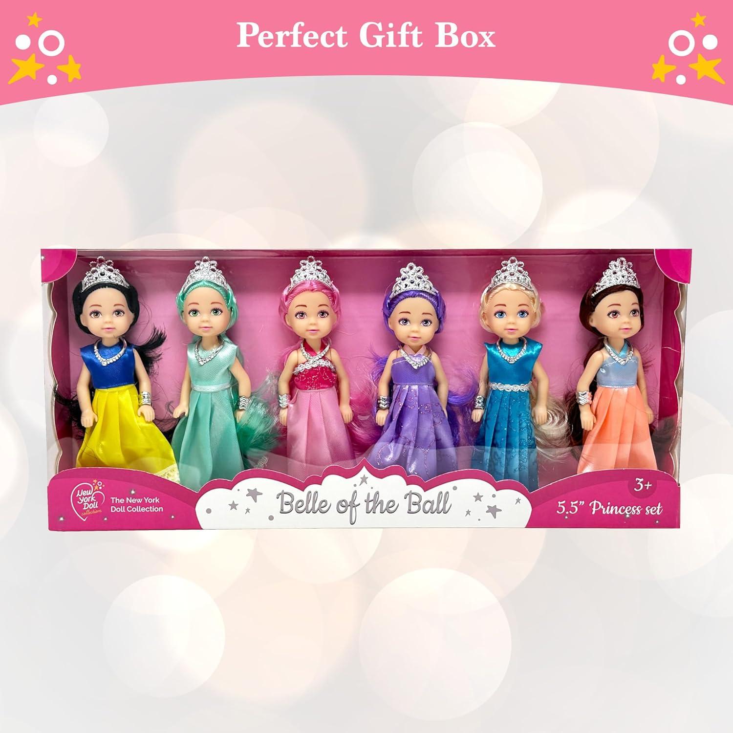 Juego de Muñecas Princesa Pequeñas - 6 Figuras con Tiara