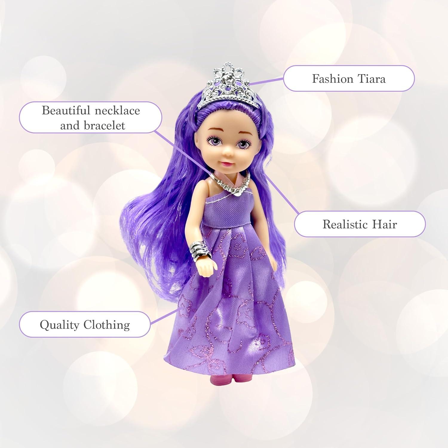 Juego de Muñecas Princesa Pequeñas - 6 Figuras con Tiara