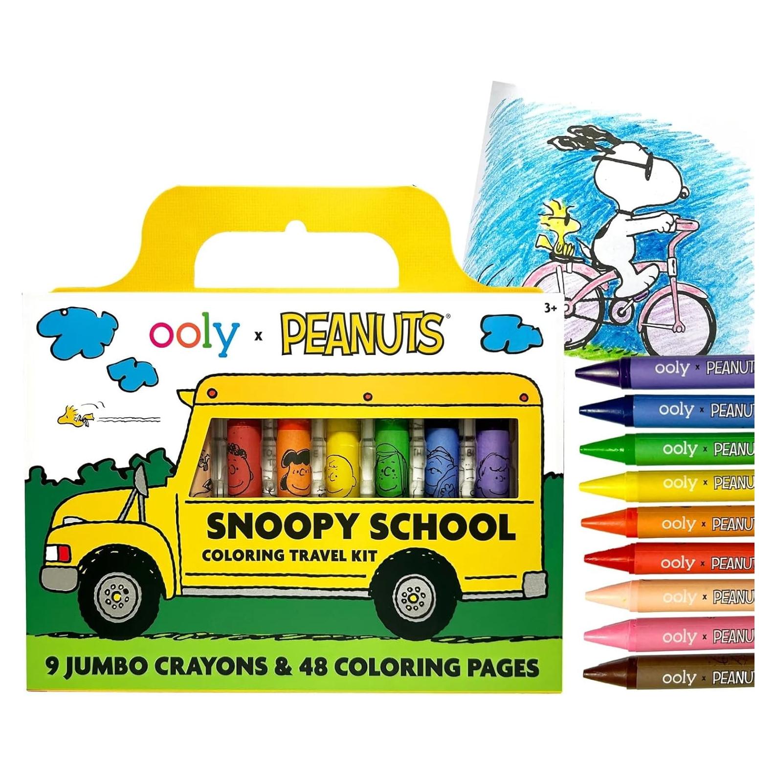 Kit de Arte de Viaje Ooly Peanuts 9 Crayones Jumbo 48 Páginas
