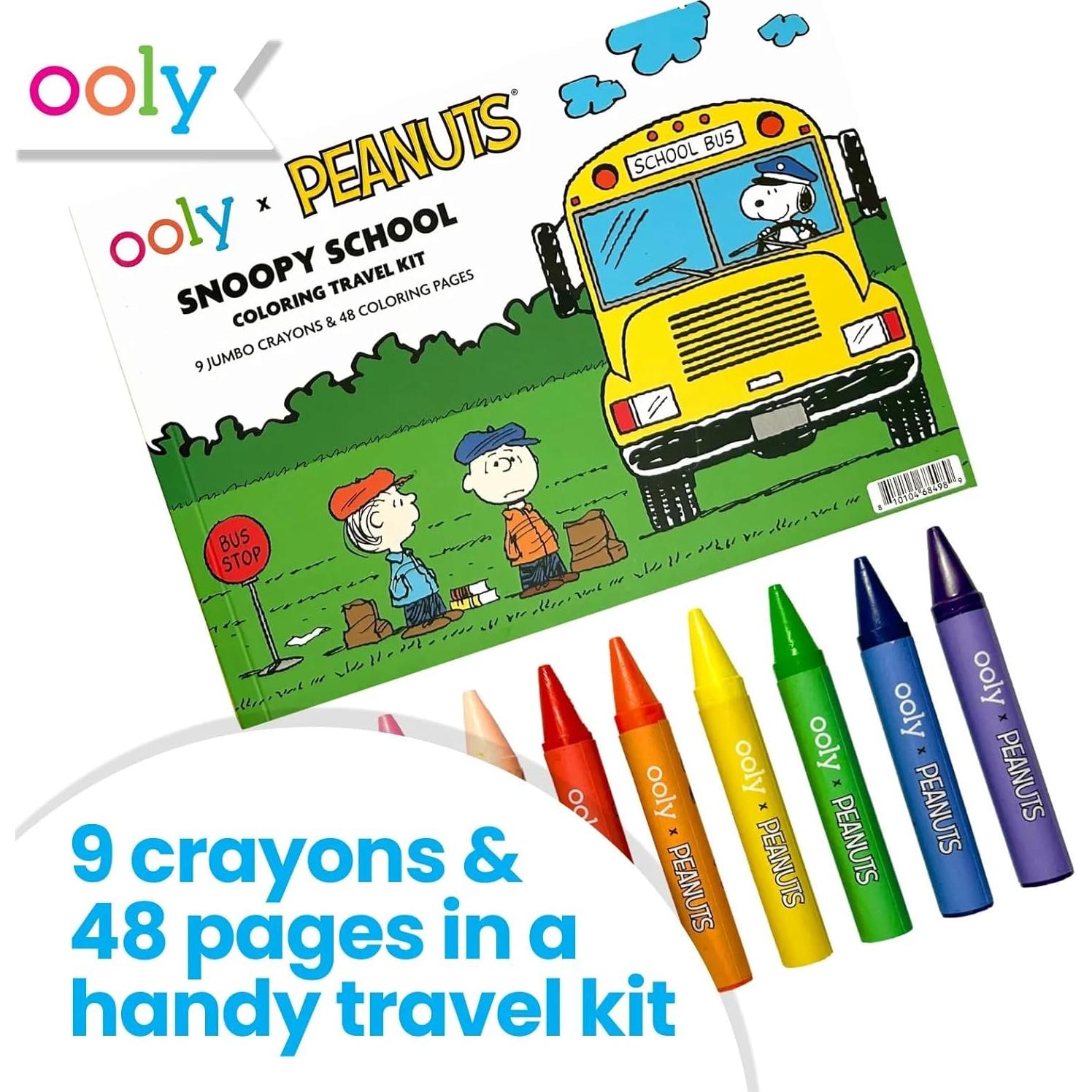 Kit de Arte de Viaje Ooly Peanuts 9 Crayones Jumbo 48 Páginas