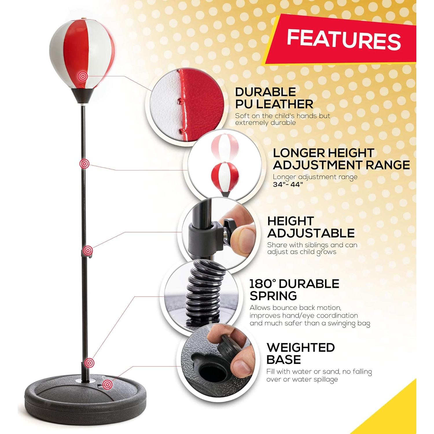 Saco de Boxeo Whoobli para Niños con Guantes - Ajustable 86-112 cm