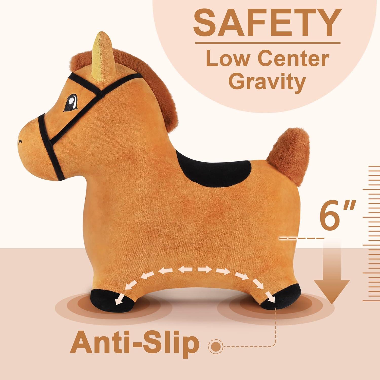 Caballo Saltarín Marrón iPlay, Juguete Inflable para Niños 18-36 Meses
