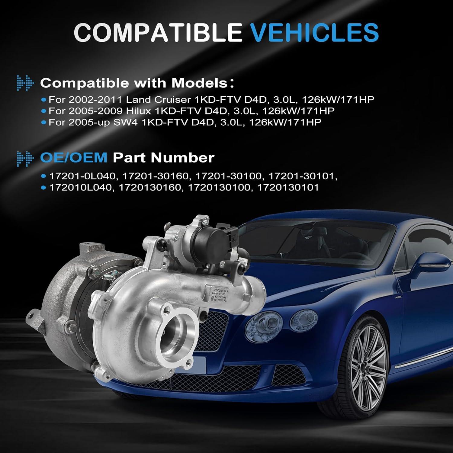 Turboalimentador Kessocco CT16V 3.0L para Hilux Land Cruiser