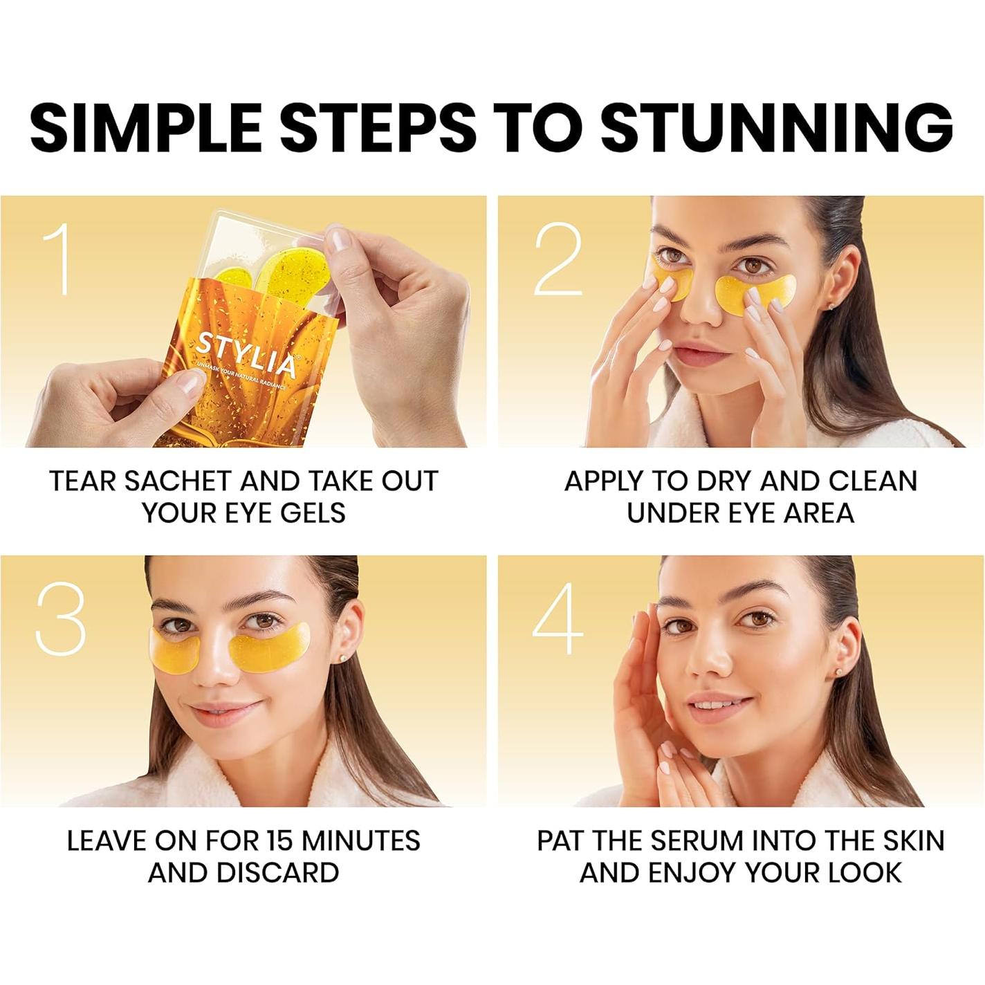 Parche para Ojos Stylia 30 Pares Gel Colágeno Vitamina C