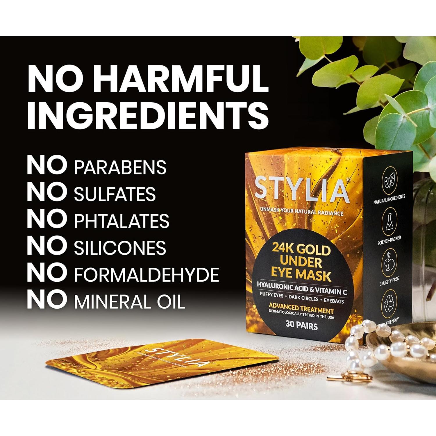 Parche para Ojos Stylia 30 Pares Gel Colágeno Vitamina C