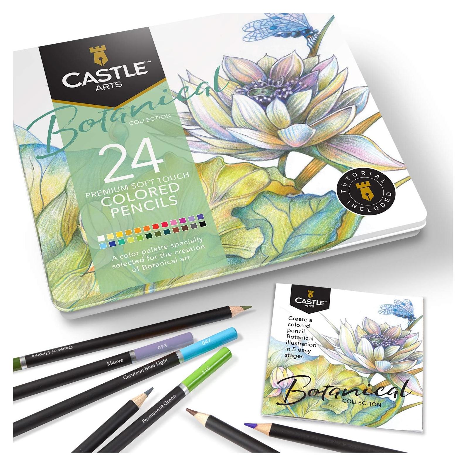 Conjunto de 24 Lápices de Colores Castle Arts Botánico