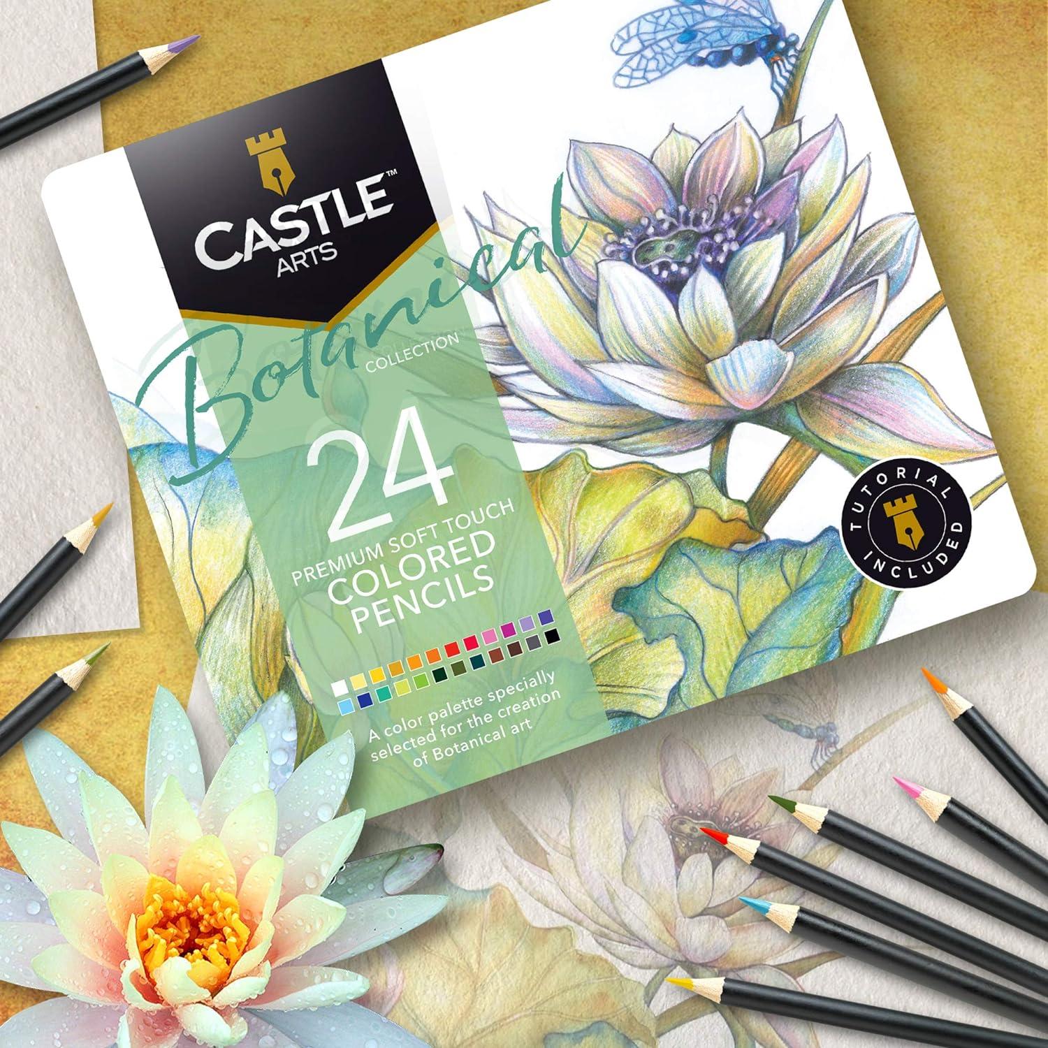 Conjunto de 24 Lápices de Colores Castle Arts Botánico