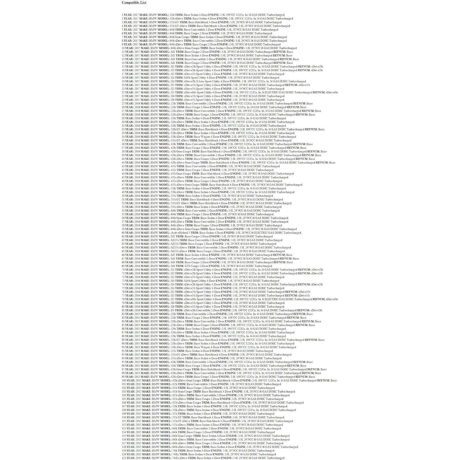 Riel Deslizante BMW OEM 11-31-7-592-850 para 320i/535i