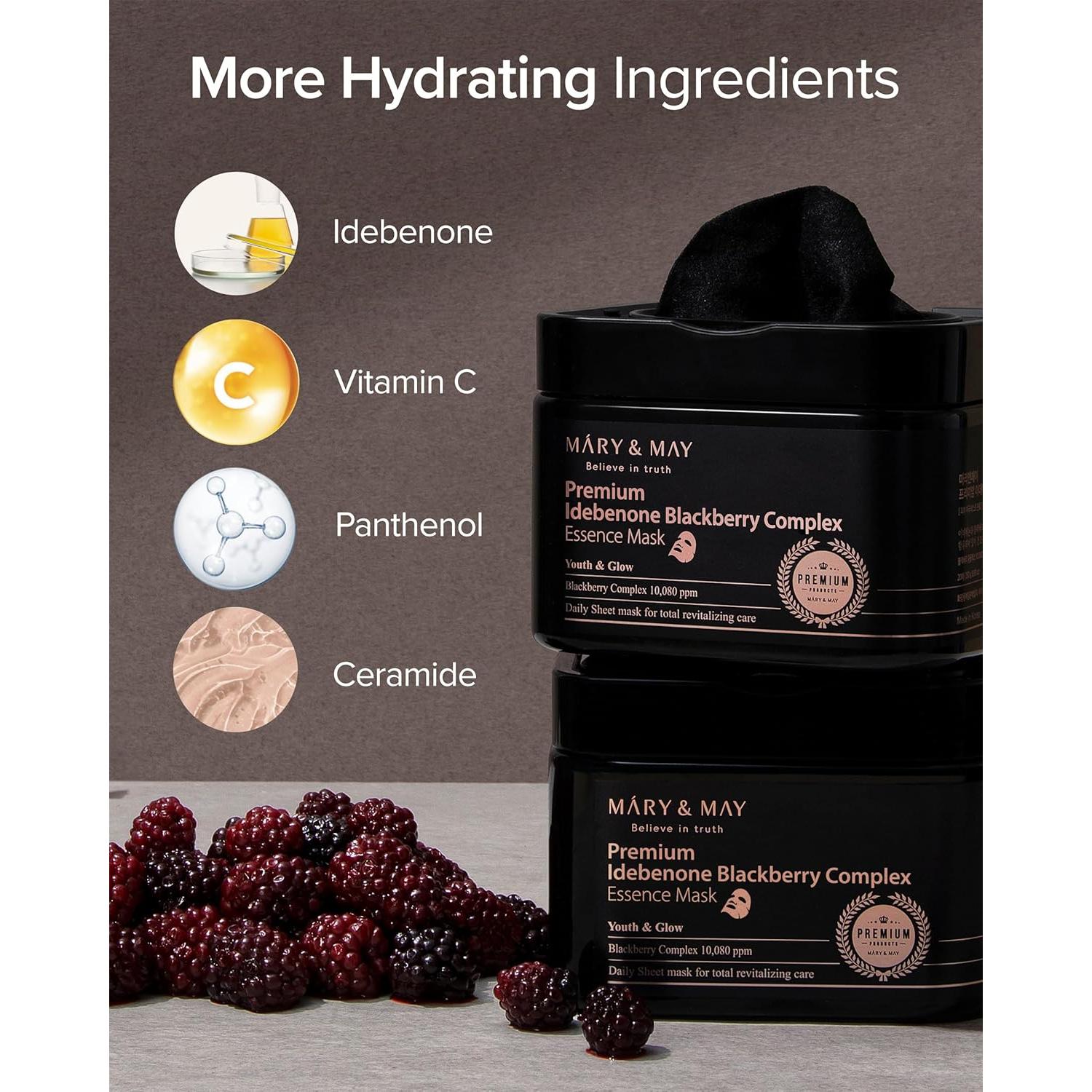 Máscara Facial Antienvejecimiento Mary&May - 20 Hojas con Idebenona