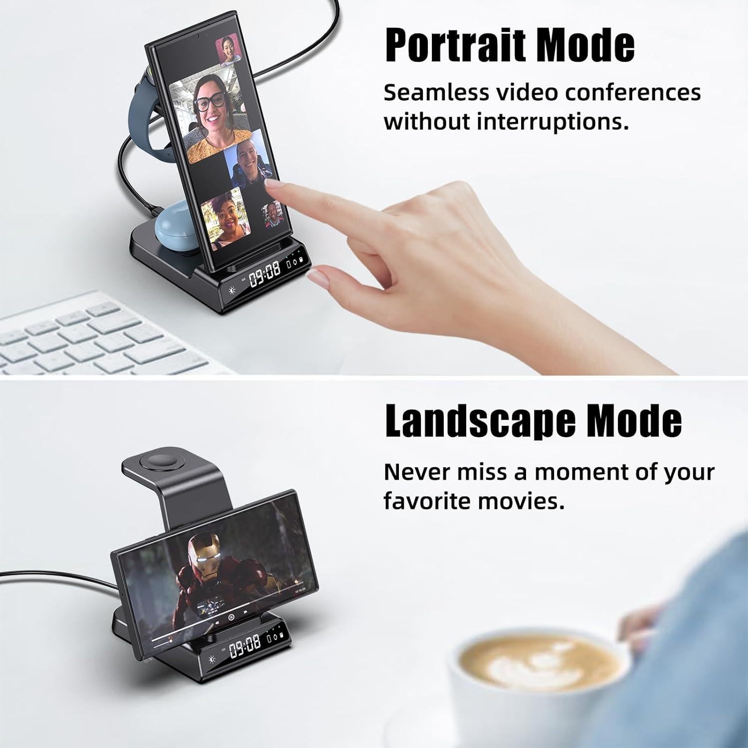 Cargador Inalámbrico 3 en 1 Samsung Galaxy y Watch (Negro)