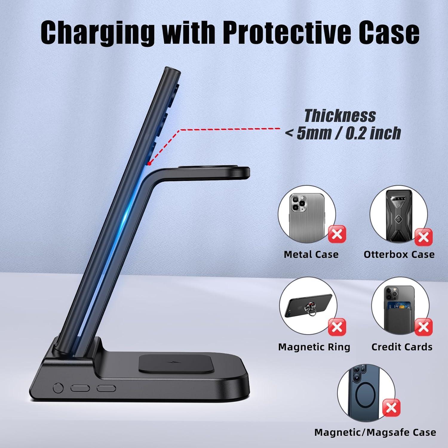 Cargador Inalámbrico 3 en 1 Samsung Galaxy y Watch (Negro)