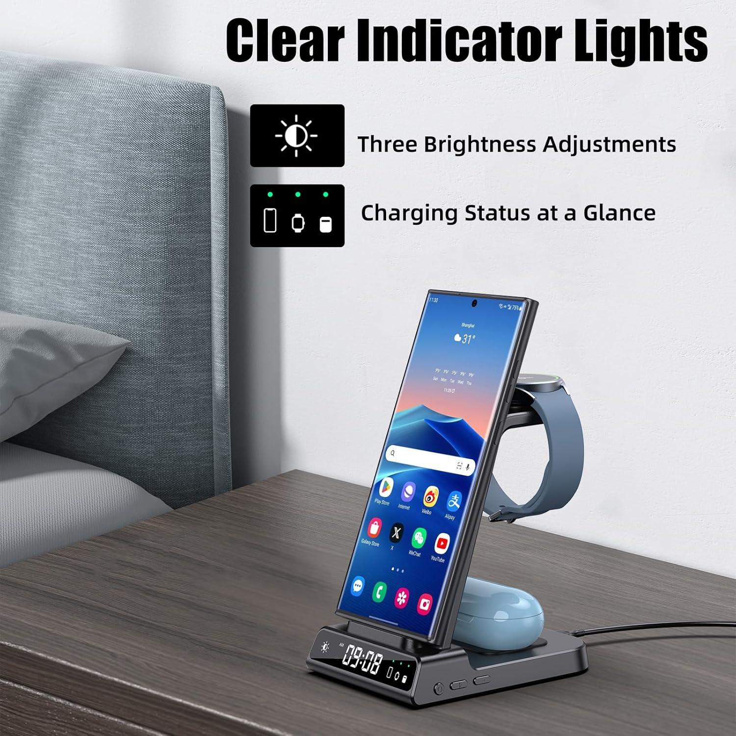 Cargador Inalámbrico 3 en 1 Samsung Galaxy y Watch (Negro)