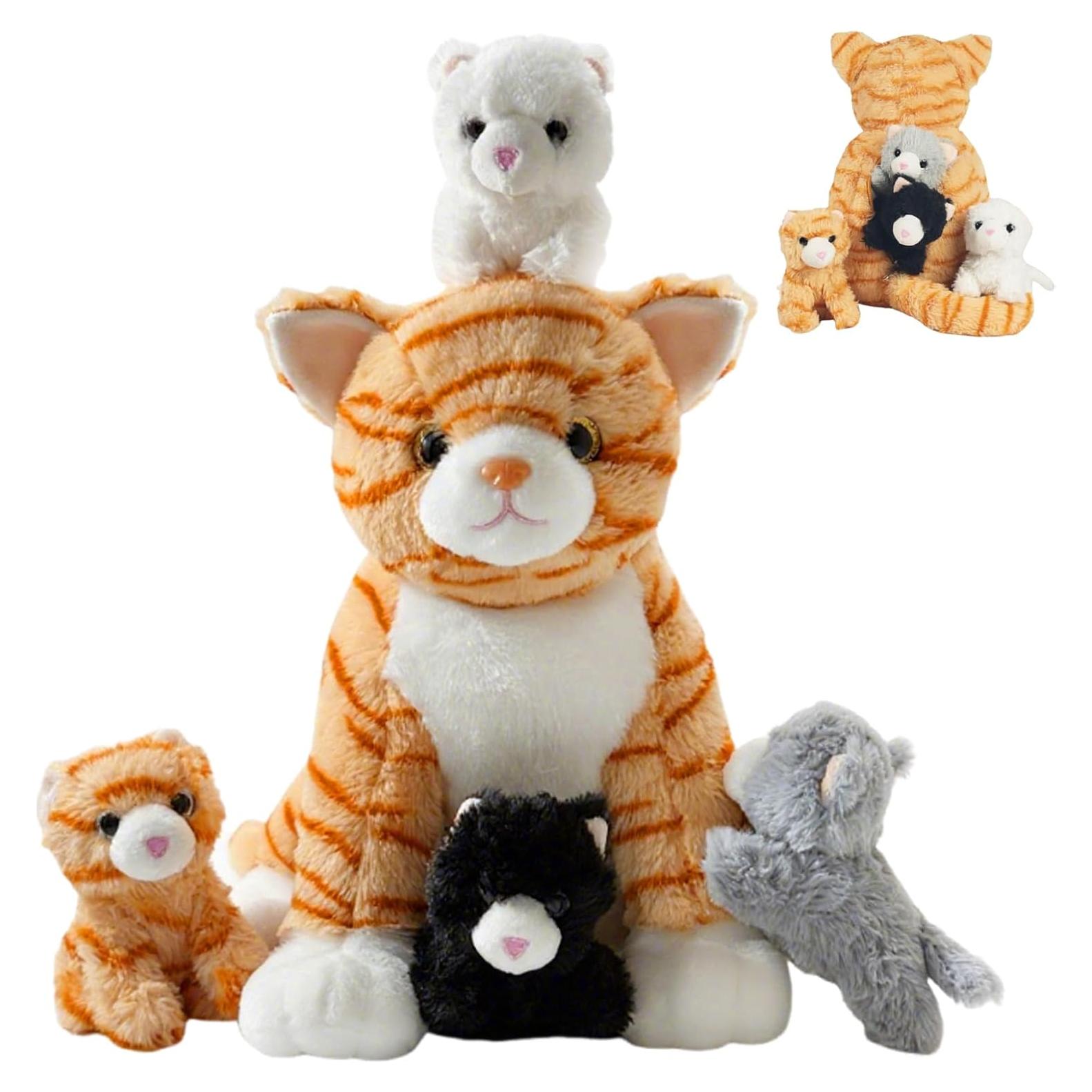 Juguete de Peluche Gato Mamá con 4 Gatitos XYHQYB 0.5kg