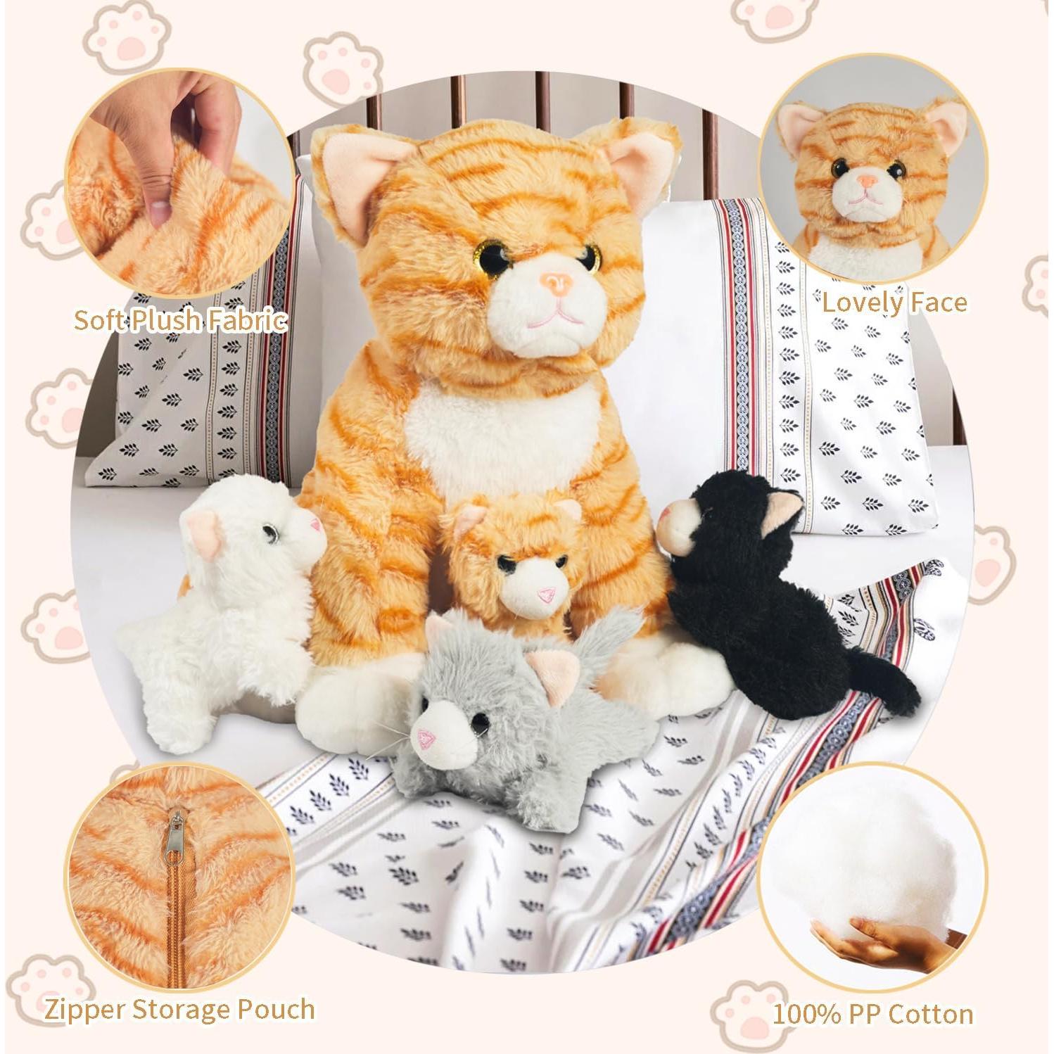 Juguete de Peluche Gato Mamá con 4 Gatitos XYHQYB 0.5kg