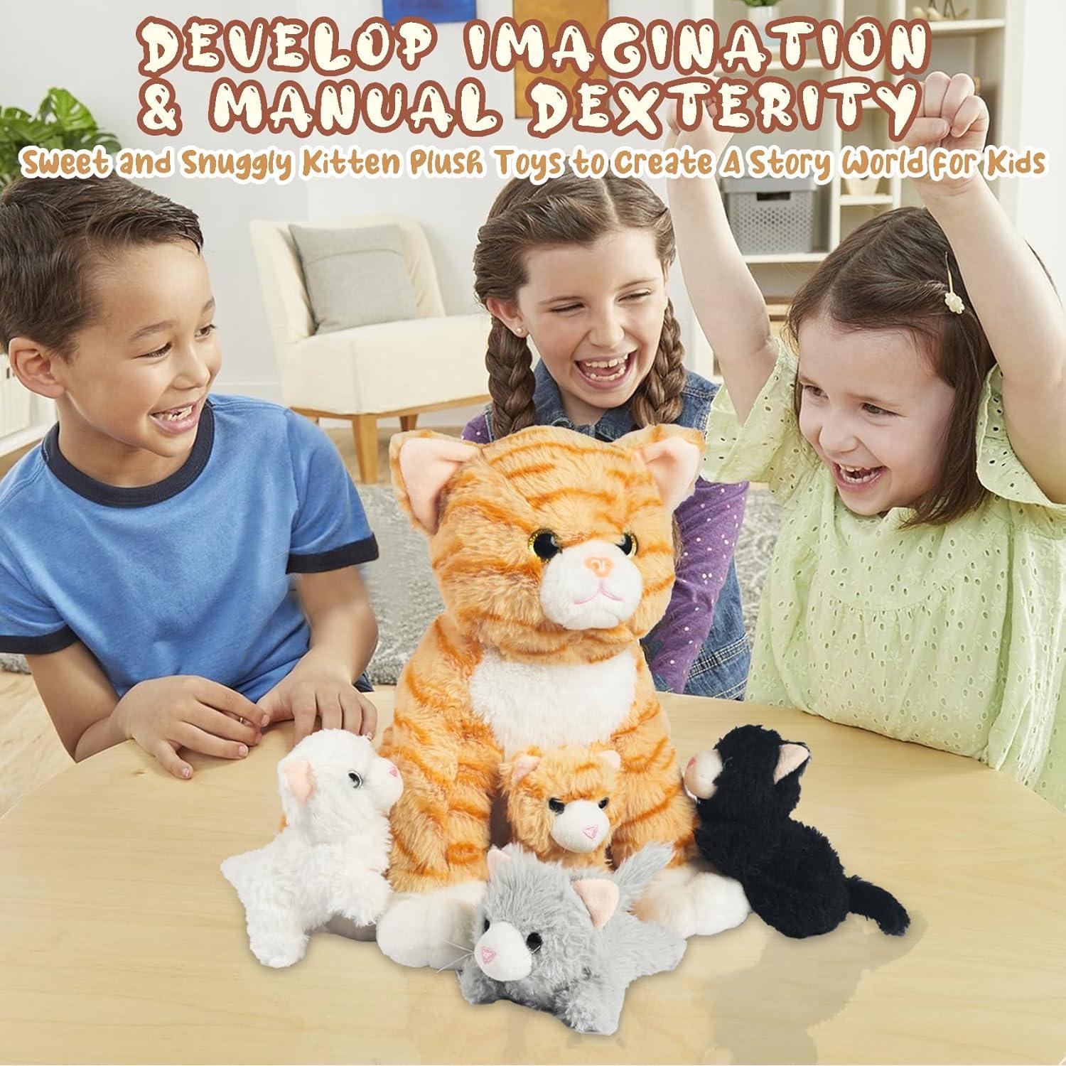 Juguete de Peluche Gato Mamá con 4 Gatitos XYHQYB 0.5kg