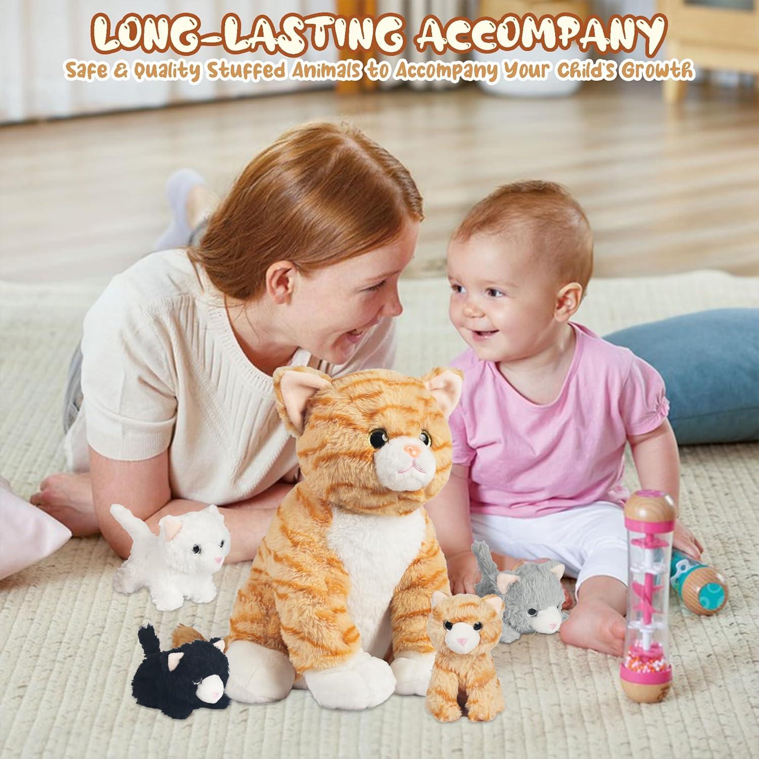 Juguete de Peluche Gato Mamá con 4 Gatitos XYHQYB 0.5kg