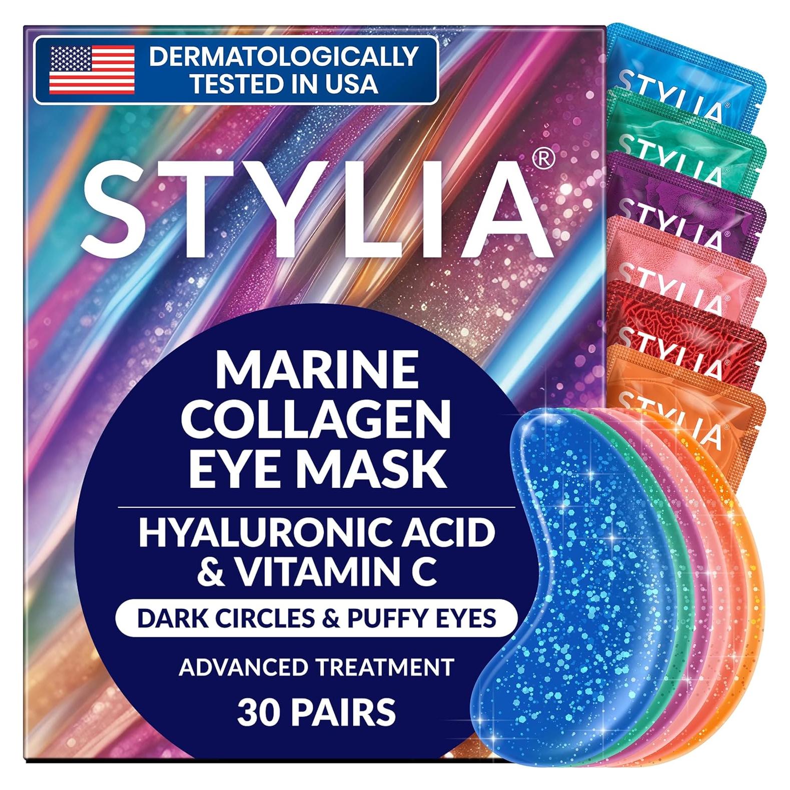 Parches para Ojos Stylia Colágeno Marino 30 Pares Hidratantes