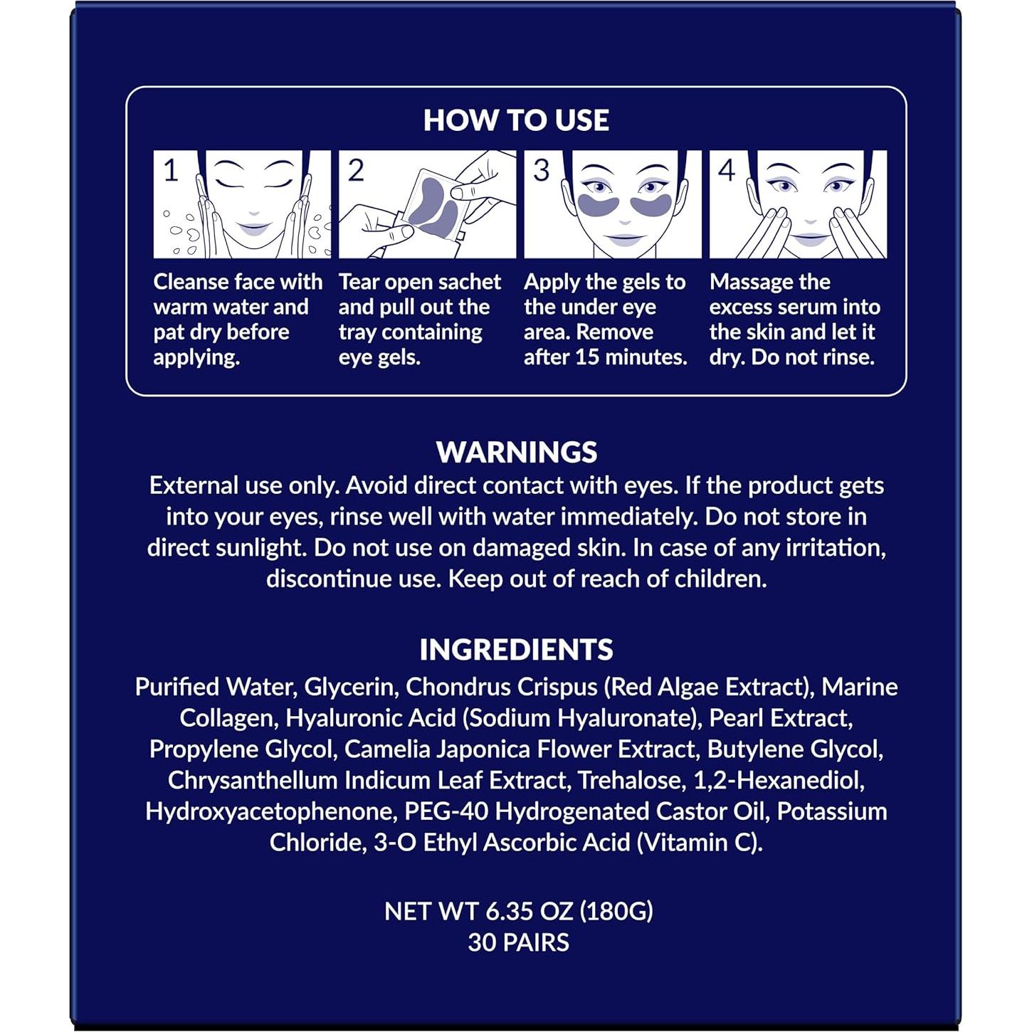 Parches para Ojos Stylia Colágeno Marino 30 Pares Hidratantes